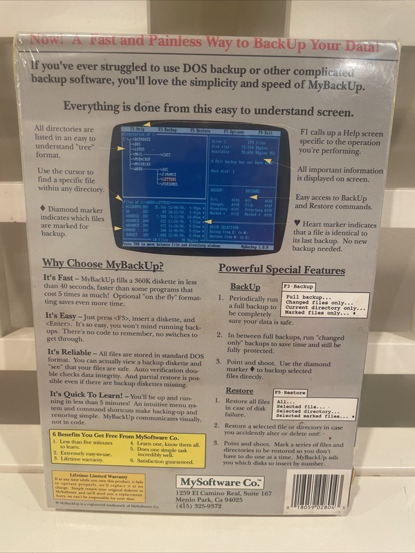 NEW MyBackUp Quick & Easy Series IBM 3-1/2" Disks Only Vintage Software Rare gallery