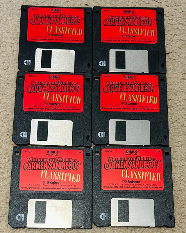 MAC Game – Where in the World is Carmen Sandiego? Floppy Disk Computer Macintosh
