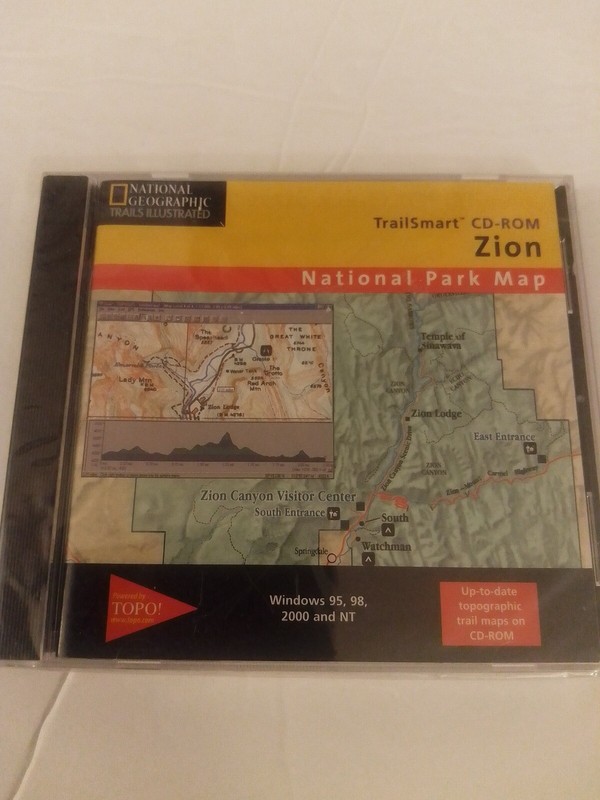 National Geographic Trail Smart CD-ROM Zion National Park Map Topographic Maps