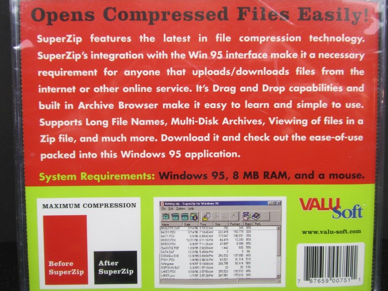 Super ZIP For Windows, PC, CD-ROM, Windows 95, Valusoft, New in Shrink Wrap gallery