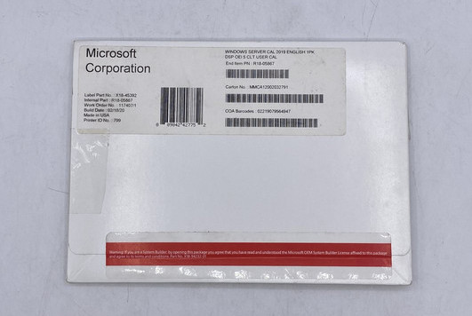 MICROSOFT OEM R18-05867 MICROSOFT SERVER 2019 5 USER CAL LICENSE