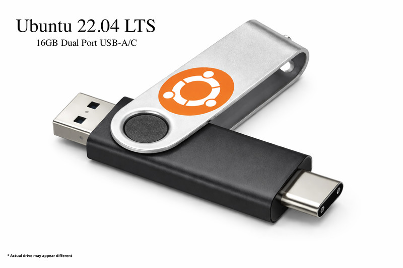 Ubuntu Linux 22.04 LTS 64 Bit Bootable 16GB USB Flash Drive And Print Guide