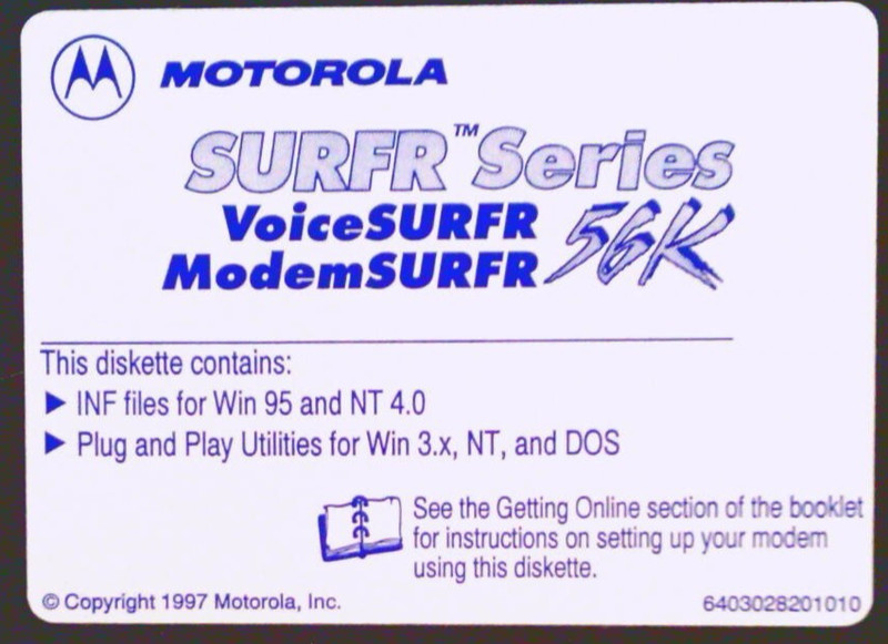 ✅ Motorola~ModemSURFR~56K~1997~3.5" Floppy Disk gallery