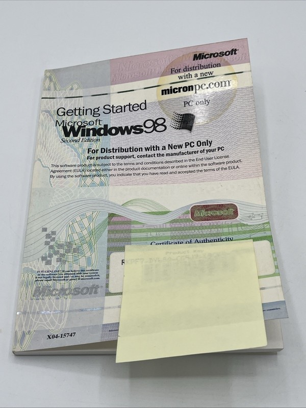 Vintage Microsoft Windows 98 Getting Started PC Book Manual Booklet For Micronpc