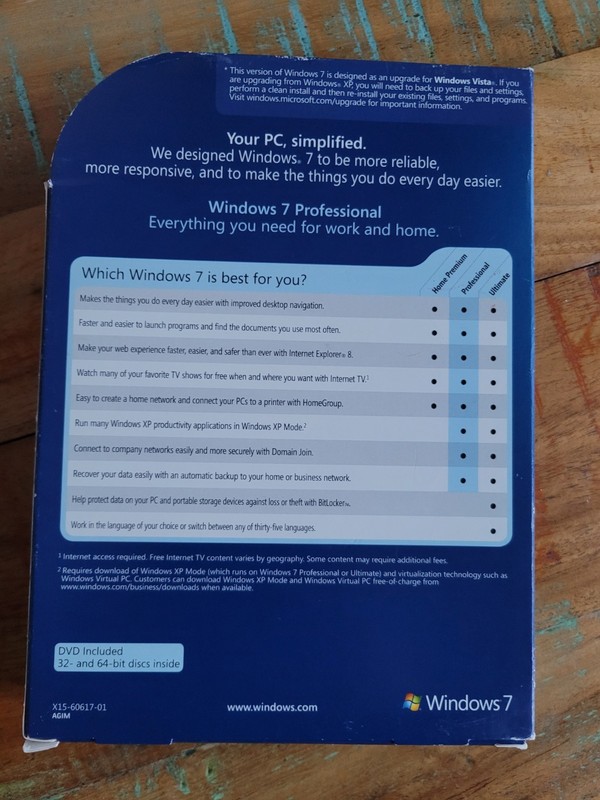 Microsoft Windows 7 Professional Full 32 & 64 bit DVD MS WIN PRO=NEW RETAIL BOX= gallery