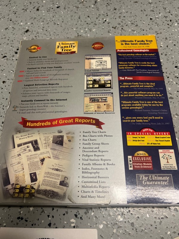 Vintage Ultimate Family Tree Deluxe Windows 3.1 & 95/98 PC Software - NEW UNUSED gallery