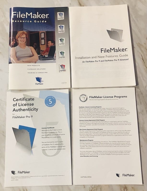 FileMaker Pro 9 Upgrade 5-User License 2-Disc Box Set Complete Vintage gallery