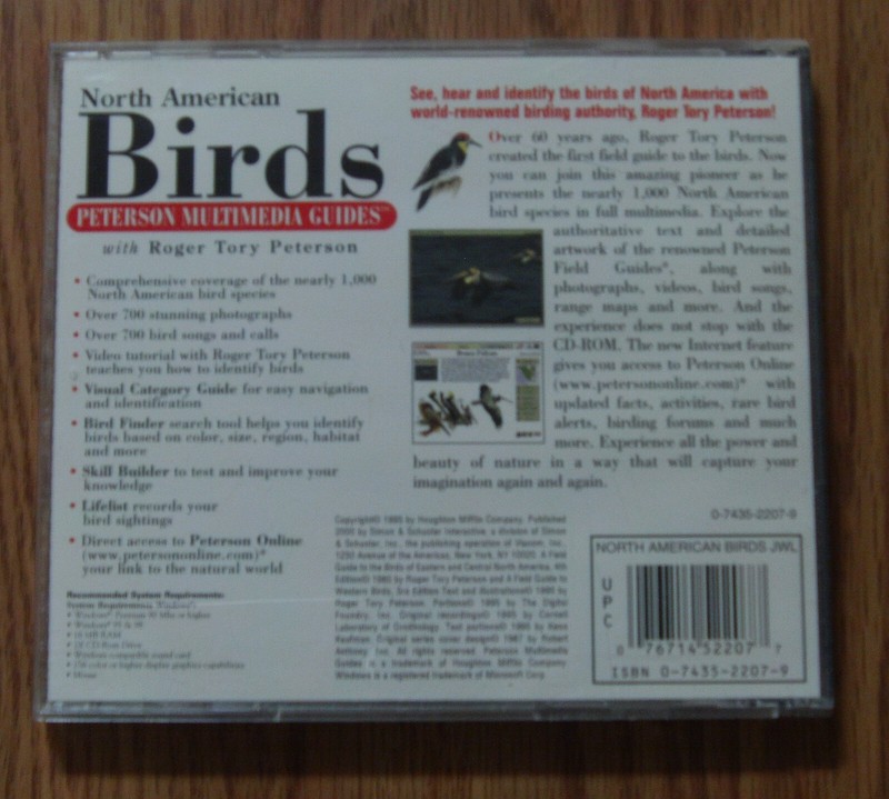 Simon & Schuster CD North American Birds w/ Roger Tory Peterson Win 95 & 98 gallery