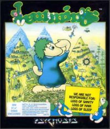 Lemmings 1 + Manual PC CD tell rodents where to go save lives fall climb game!