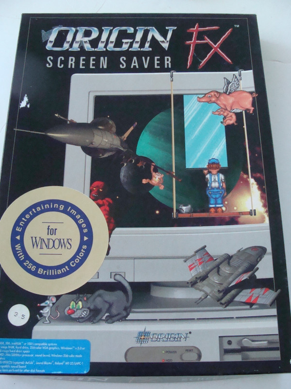 VTG Origin Fx Screen Saver w 3 MS-DOS 3.5” Discs Orig Box w Manual – UNTESTED