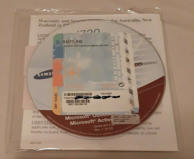 Samsung Pocket PC 2003 Premium W/Outlook 2002 Software CD w/Product Key – SEALED