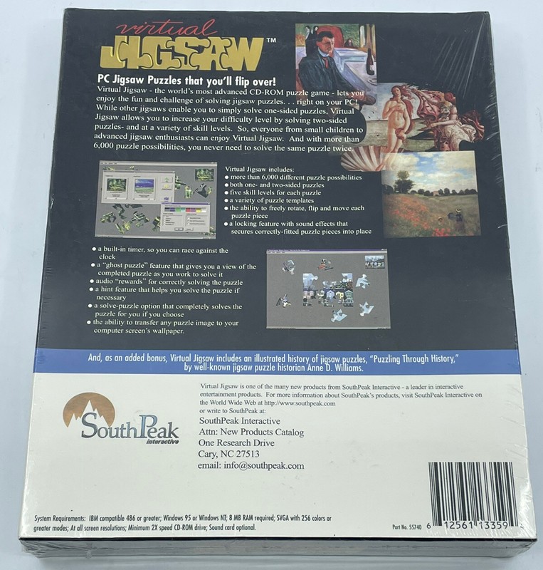 NEW Virtual Jigsaw MasterPieces Edition CD-ROM for PC Windows 95 / NT Southpeak gallery