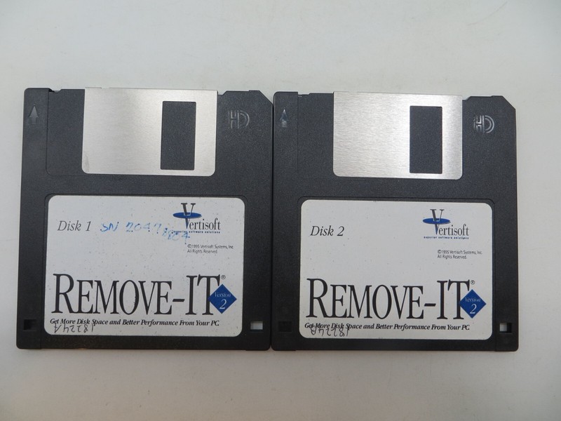 3.5″ Floppy Disks REMOVE-IT Version 2 computer discs 1995 Vertisoft vintage