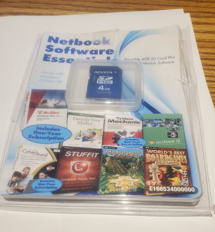 Netbook Software Essentials Multiple Software Titles On 4GB Data Card