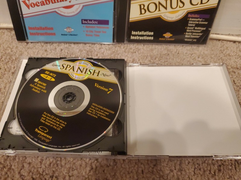 Lot of 3 Transparent Language Software: Spanish Now! Version 7, Vocab Master gallery