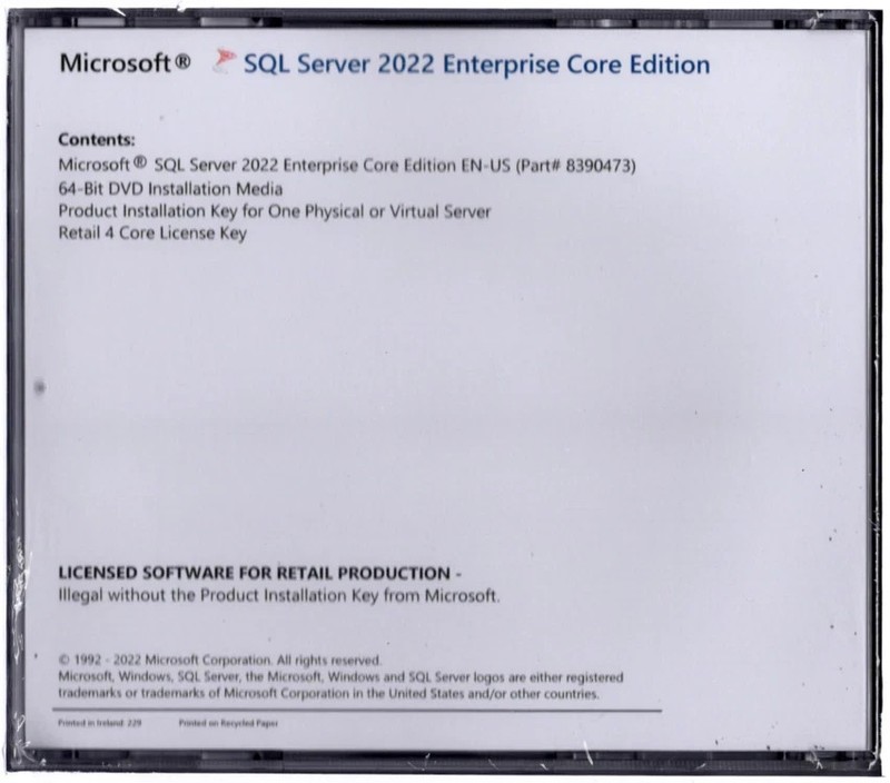 Microsoft SQL Server 2022 Enterprise 4 Core, Unlimited CALs. Authentic License gallery