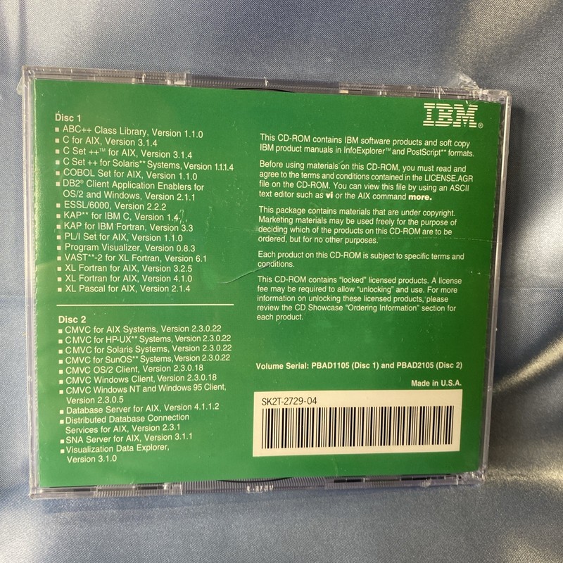 (Sealed) IBM AIX Version 4 Software Development Solutions USA CD-ROM + VisualAge gallery