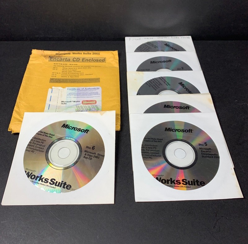 Microsoft Works Suite 2001 6 CD Set with COA & Product Key