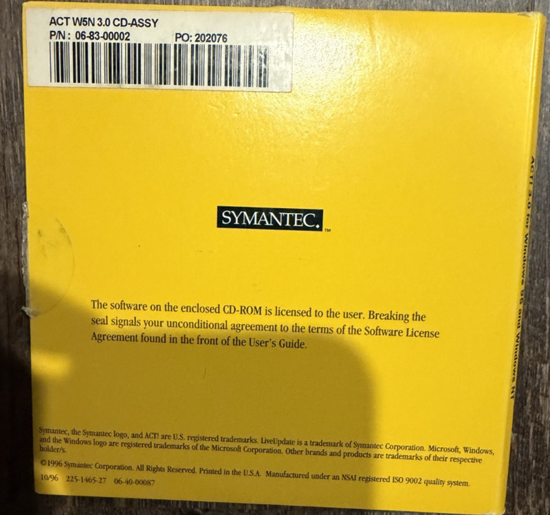 SYMANTEC ACT 3.0 WINDOWS 95/NT PC CUSTOMER MANAGEMENT SOFTWARE gallery