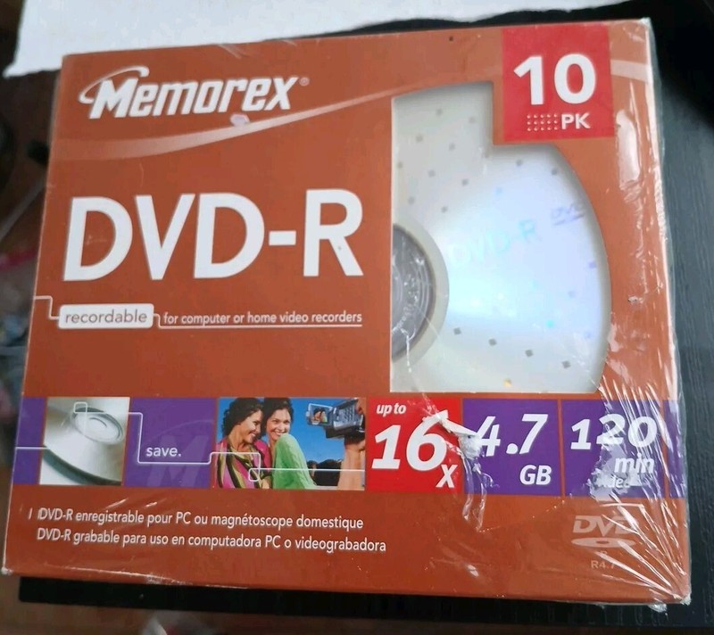 MEMOREX DVD+R RECORDABLE 10 PACK UP TO 16X 4.7GB 120 MIN VIDEO EF