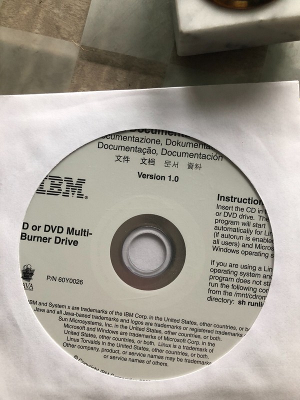 New Sealed IBM DVD or DVD Burner Drive Documentation P/N 60Y0026