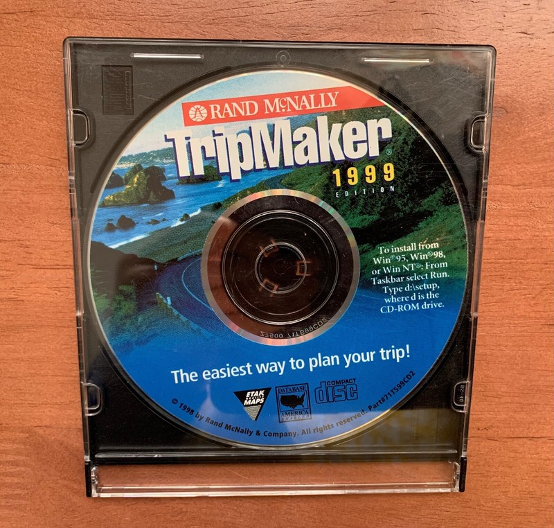 Rand McNally TripMaker 1999 CD ROM Plan Road Trip, Mapping Tools Win 95 98 NT
