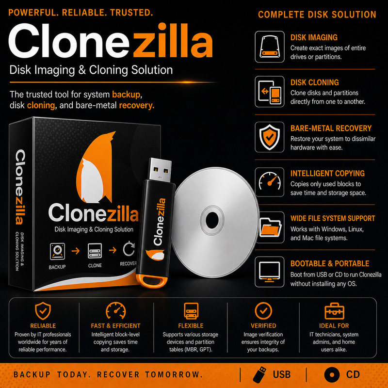 Clonezilla – Professional Backup/Restore Your Drive | Live CD and USB | LATEST