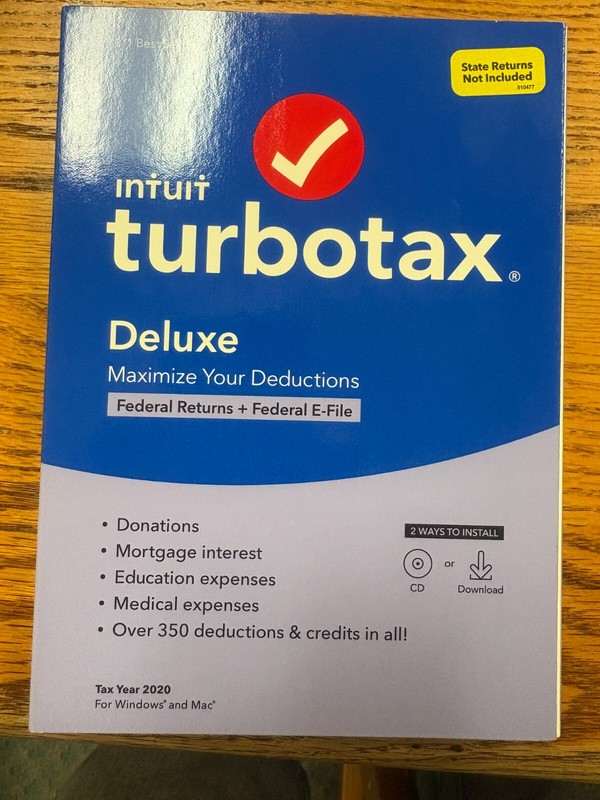 TurboTax DELUXE 2020 Federal Return Efile Windows /Mac CD / Download -No State
