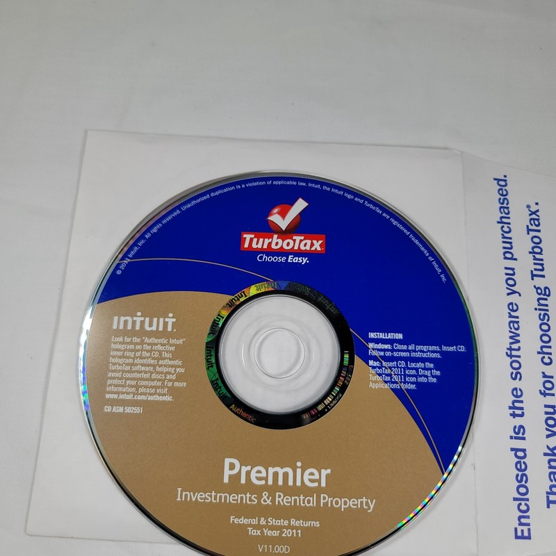 2011 TurboTax Premier, Investment And Rental Property. Fed and State. Intuit gallery