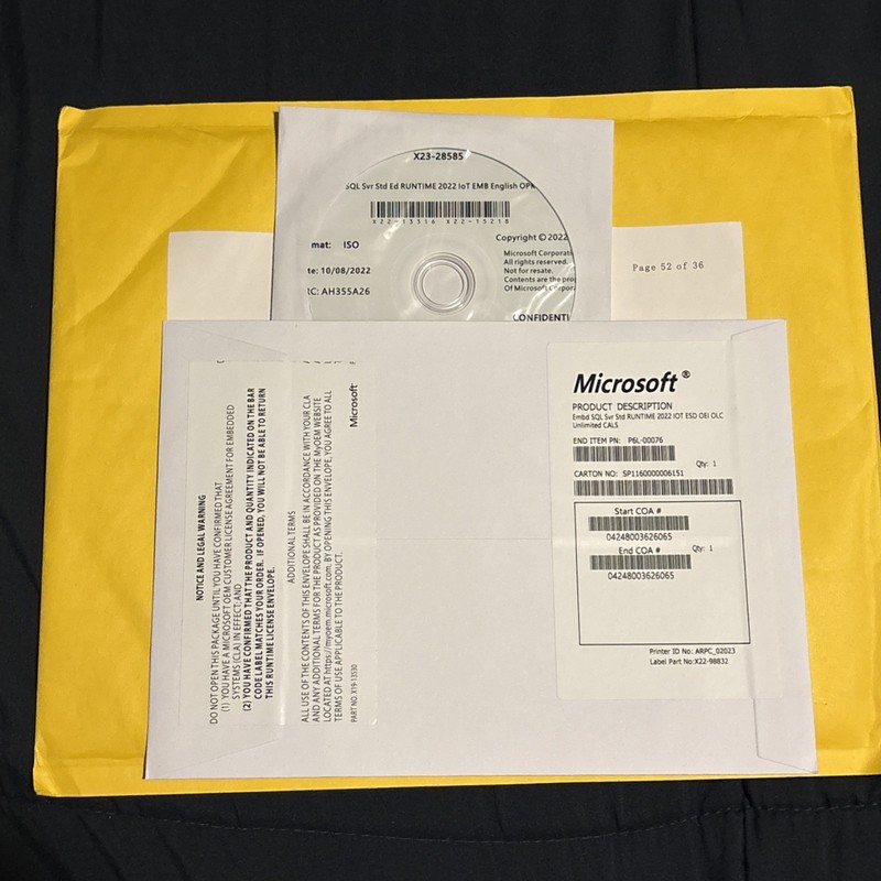 SQL Server 2022 Standard Key + DVD Unlimited Core License, unlimited User CAL gallery