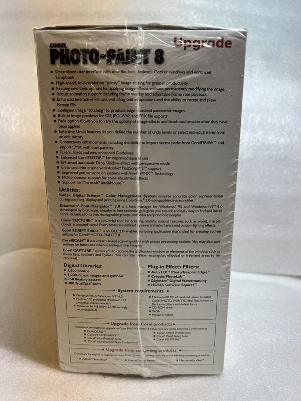 RARE 1998 Corel Photo-Paint 8 Upgrade - BRAND NEW FACTORY SEALED! gallery