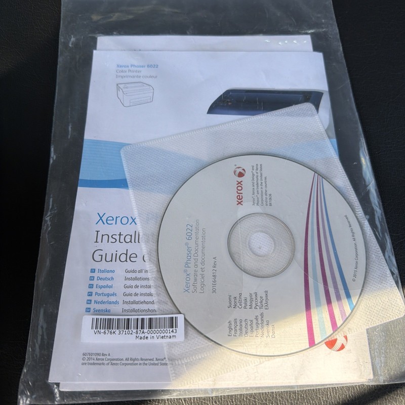 Xerox Phaser 6022 CD Setup Installation CD ROM Software and Doc. Driver Disk