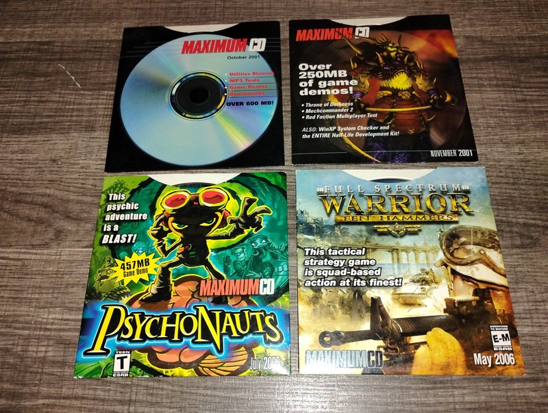 4 Maximum CD Cover Discs PC CD-ROM 2001 2005 2006 Demos Psychonauts Utilities