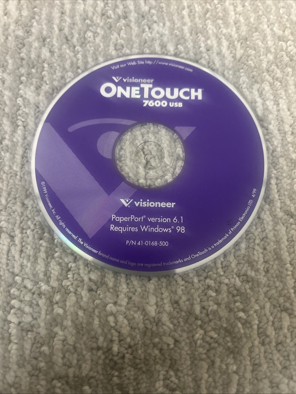2001 Visioneer One Touch 5800 USB Vintage Software on CD