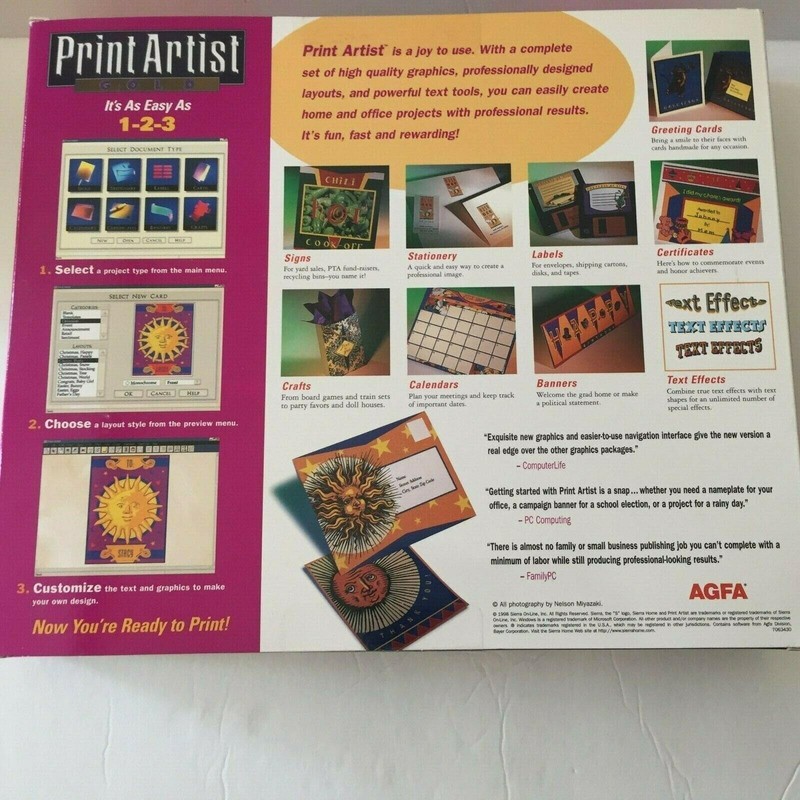 Print Artist Gold Vintage Image & Publishing Suite Windows 95 Macintosh gallery