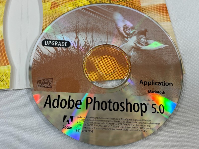 Vintage 1998 Adobe Photoshop 5.0 UPGRADE Apple Mac Macintosh CD-ROM Software gallery