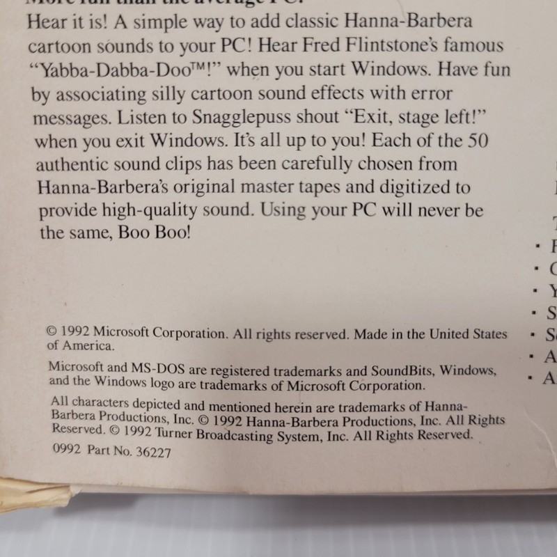 Microsoft Soundbits | Classic Cartoons | Hanna-Barbera | Windows 3.1 | 1992 gallery