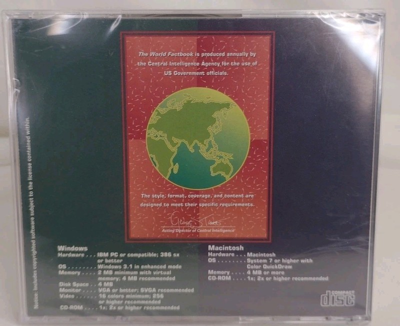 World Factbook 1996 C.I.A. CD-Rom Mac & PC *Factory Sealed*😎🤫🫢 gallery