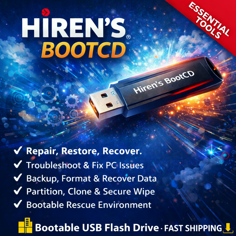 Hiren’s Boot USB 2026 With Recovery Tools,PC Repair, Diagnostics Tool Kit