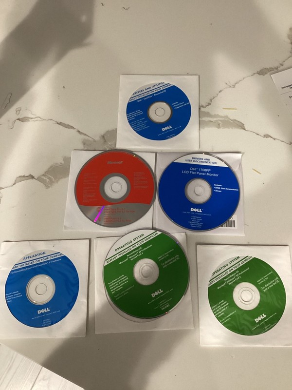 ot of 6 Vintage Dell Drivers Recovery OS Discs Windows XP CyberLink PowerDVD