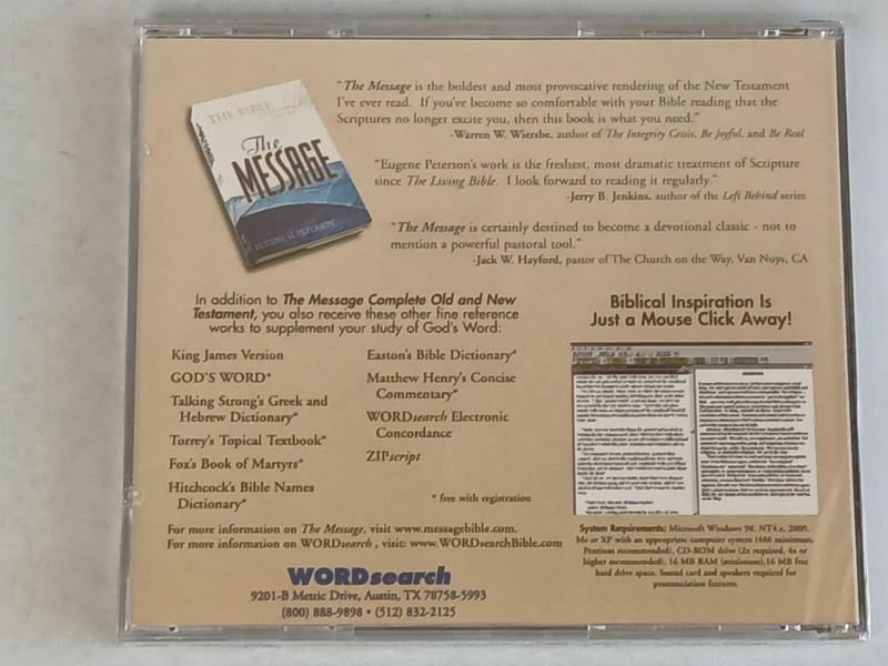 Wordsearch THE MESSAGE Bible Software CD-ROM Complete Old & New Testament Sealed gallery