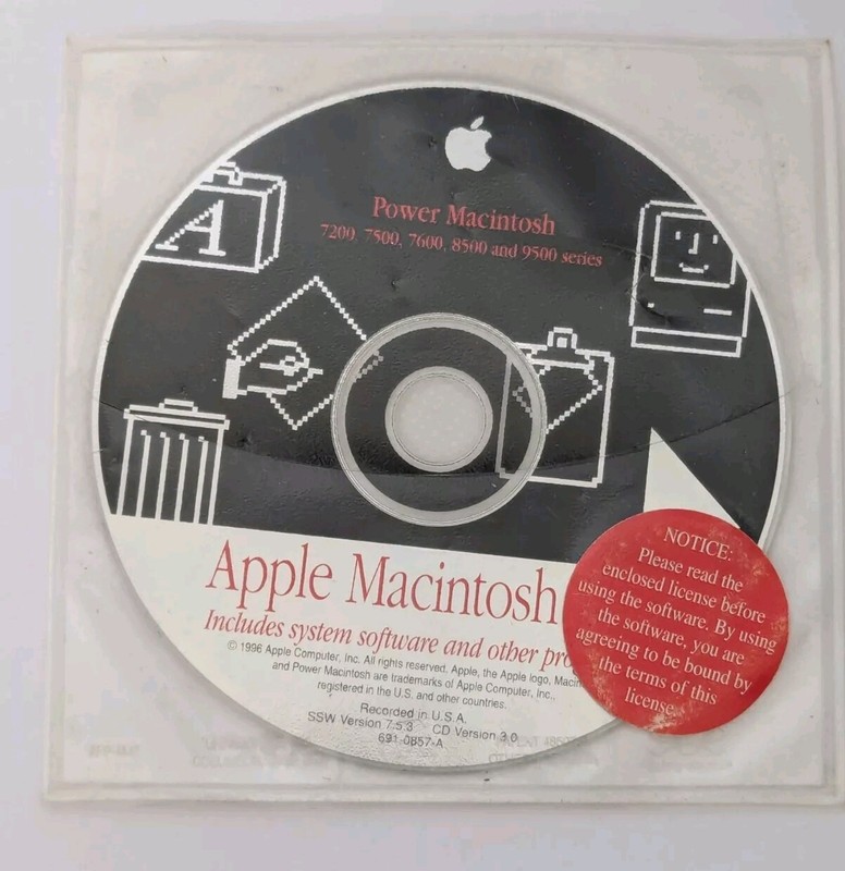 Apple Power Macintosh 7200 7500 7600 8500 9500 Series CD 691-0857-A Disc ONLY