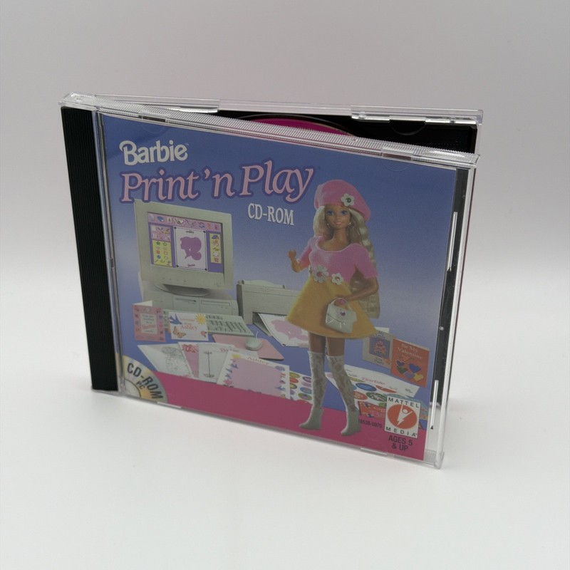 Barbie Print n Play PC CD-ROM Invitations Decoration Party Hats Dolls 1994