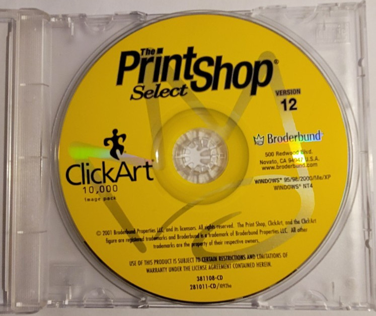Broderbund The PrintShop Select Click Art 10,000 CD-ROM 12 Win 95 98 2000 ME