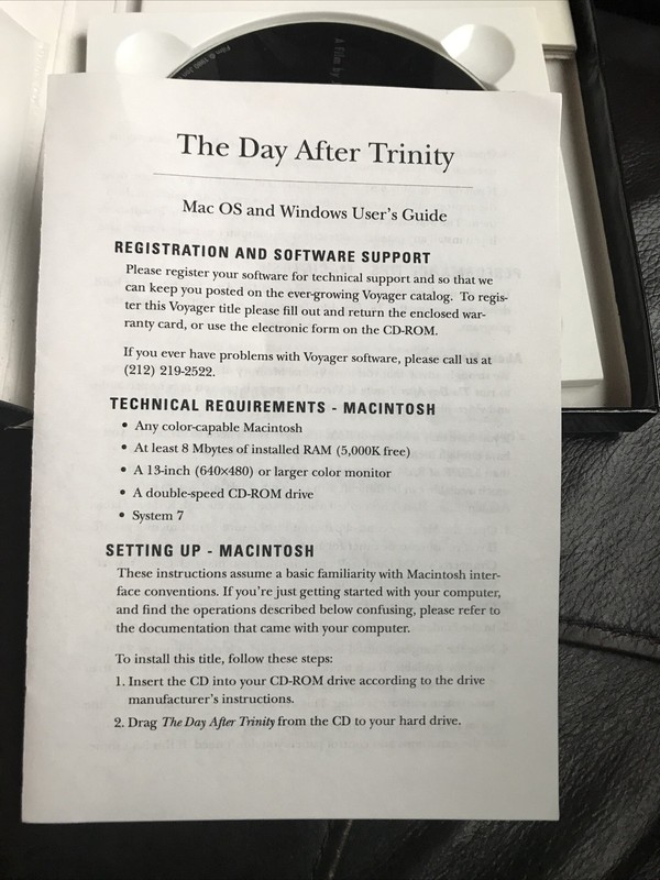 RARE FORMAT: (Oppenheimer) The Day After Trinity [CD-ROM VOYAGER 1995] VTG MAC gallery