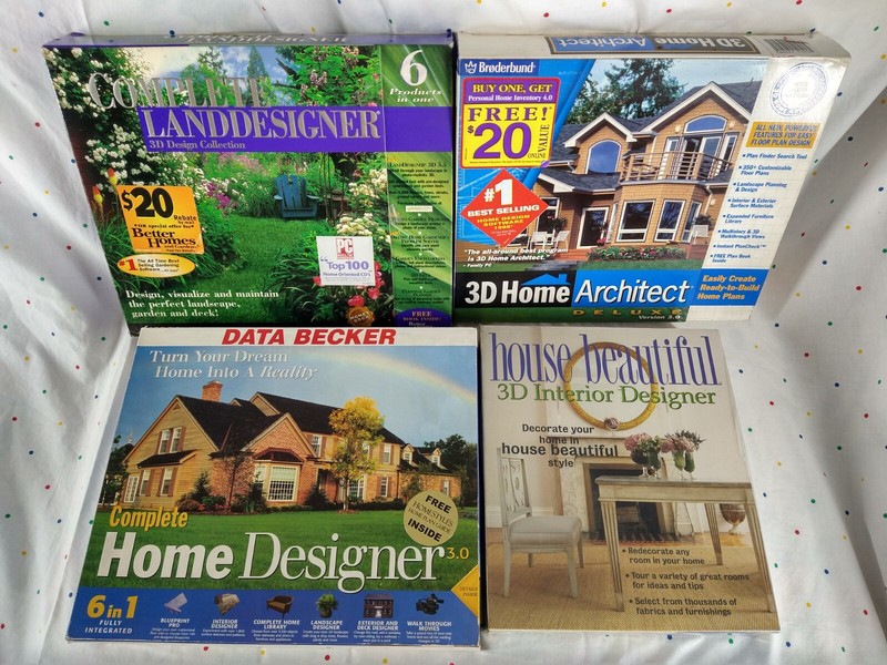 Lot (4) Boxed Vintage PC Software Home Garden Design & Publishing