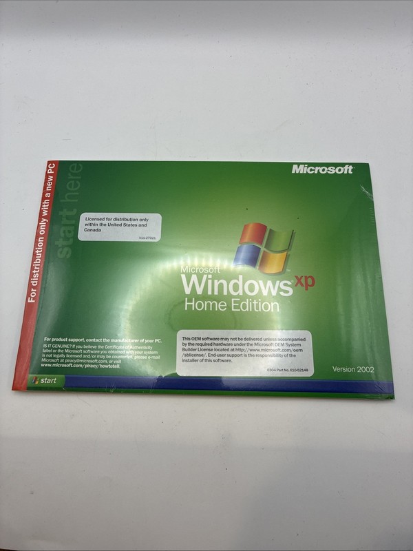 Microsoft Windows XP Home Full Version w/ SP3 OEM Brand New Sealed X08-48123