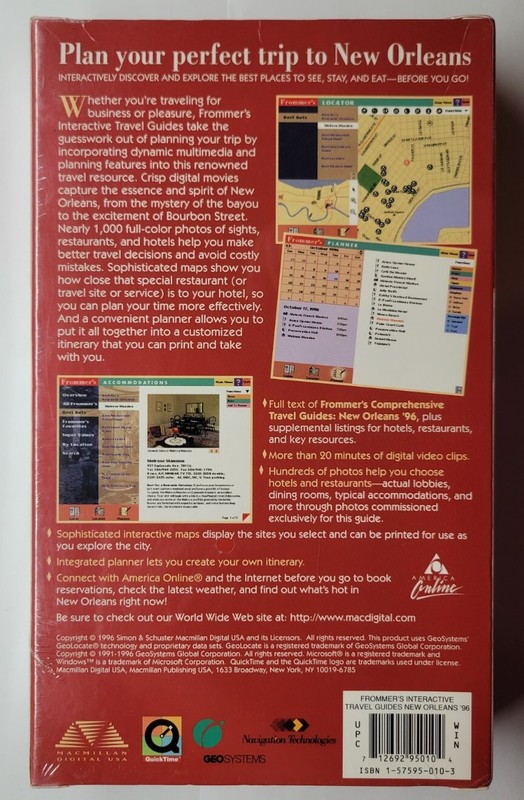 Frommer's Interactive Travel Guide New Orleans '96 (PC CD-ROM 1996) With Book gallery