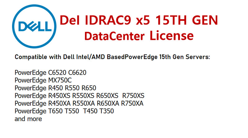 iDRAC9 x5 DataCenter License for Dell 15th R350 R550 R650 R750 R750xs T550 T450 gallery