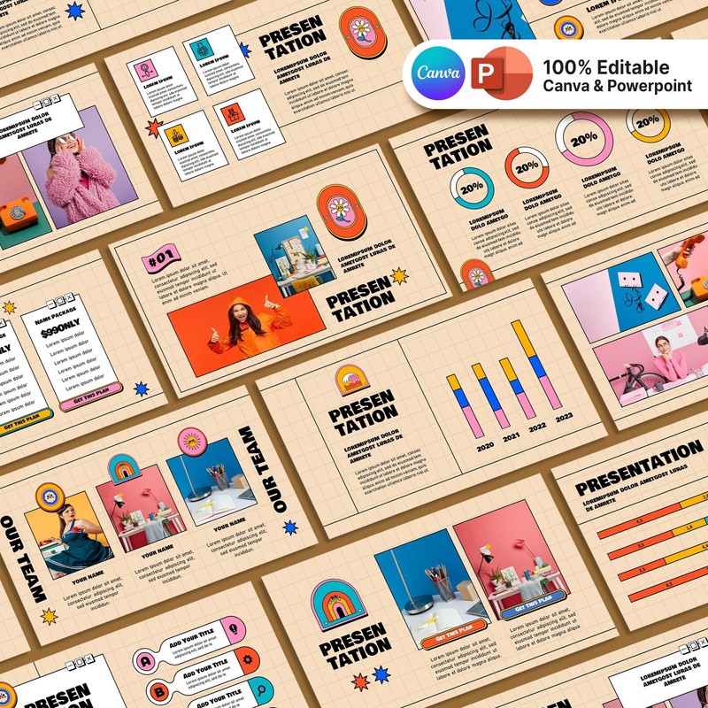 Retro PowerPoint Template – Vintage Canva Presentation with Creative Slides